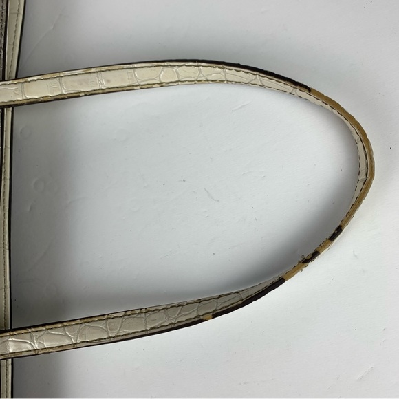 Guess Handbag Purse Tote Croc Embossed Patent Leather Pink Gray - READ - Picture 9 of 16